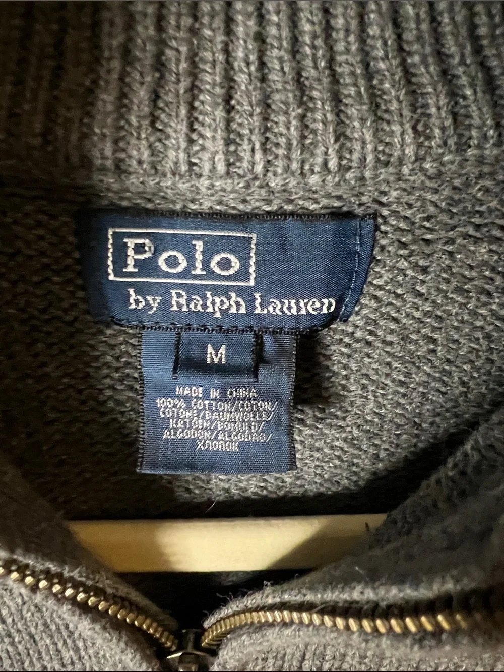 Ralph Lauren Gray Half-Zip Mock Neck Sweater with Polo Logo Size M (8-10)